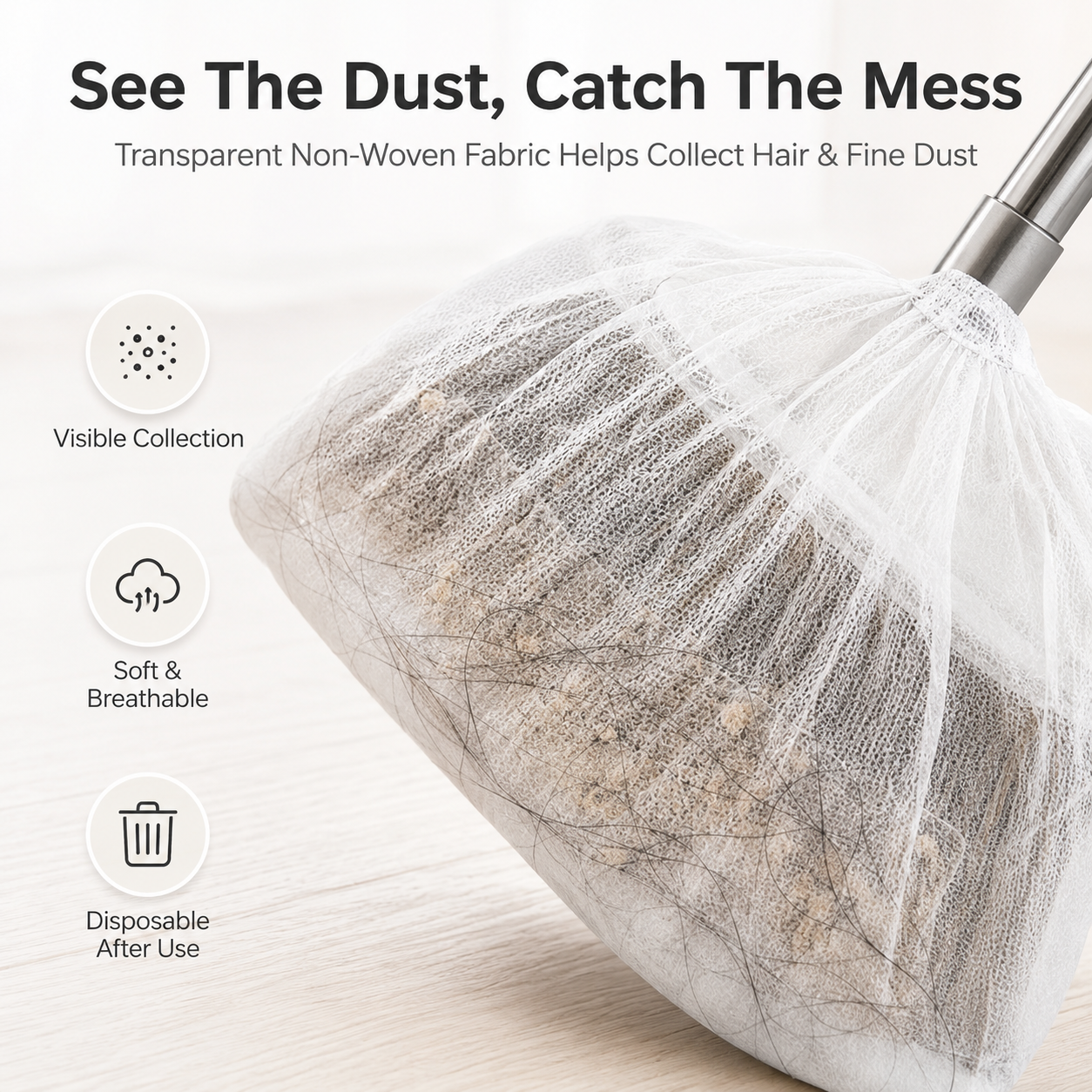 Disposable Broom Cleaning Covers – Trap Hair, Dust & Dirt While You Sweep