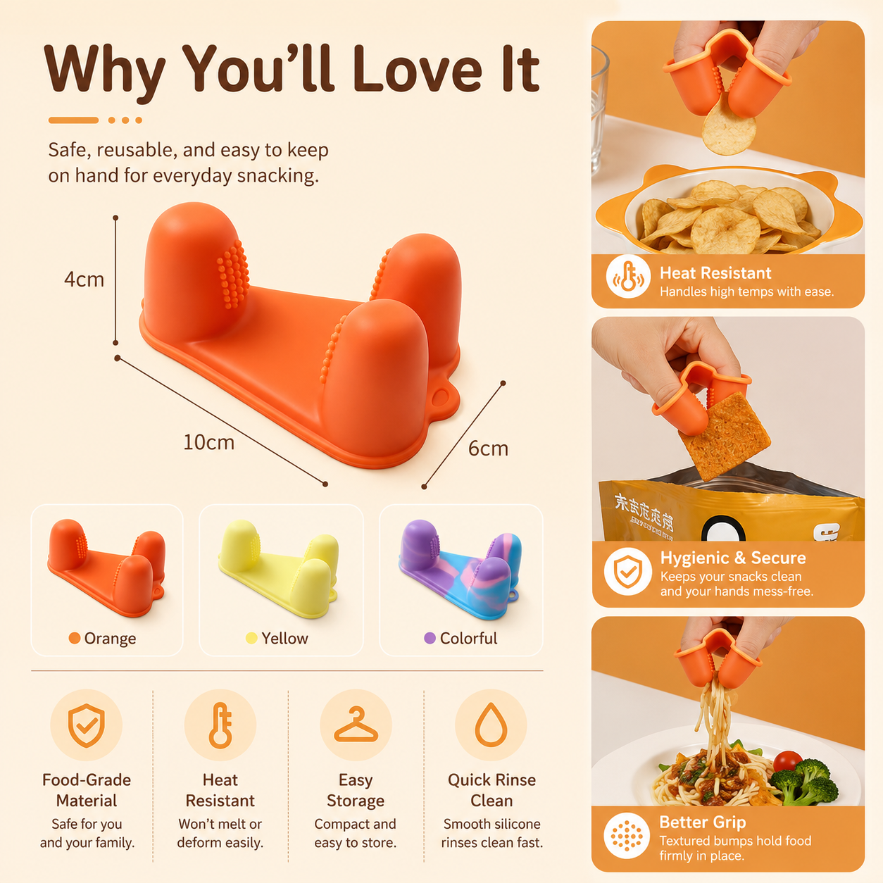 🍟 No-Mess Silicone Snack Tongs – Keep Fingers Clean While Enjoying Chips & Snacks