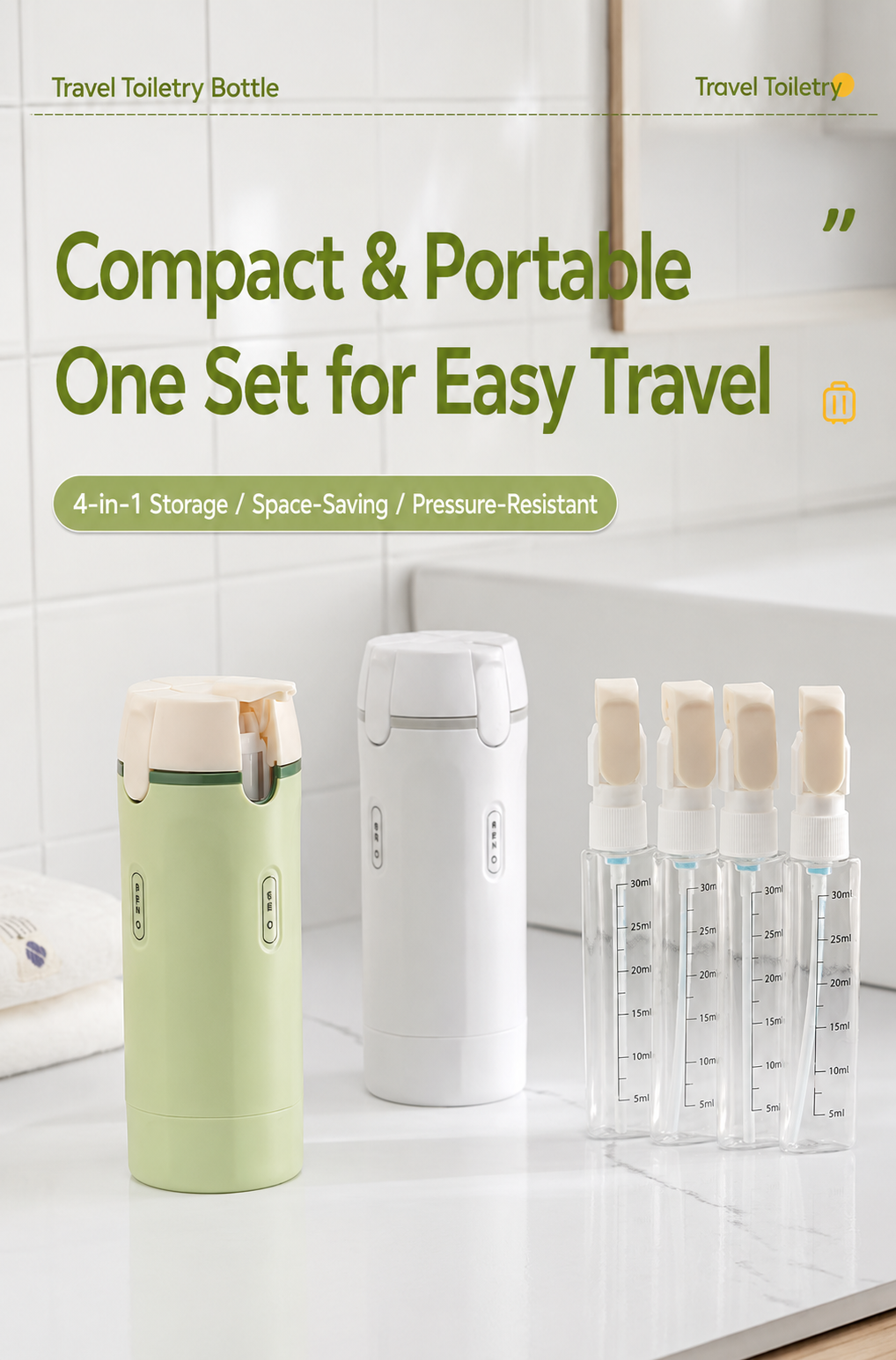 🔥Ultra-lightweight and eco-friendly four-in-one travel dispensing bottle