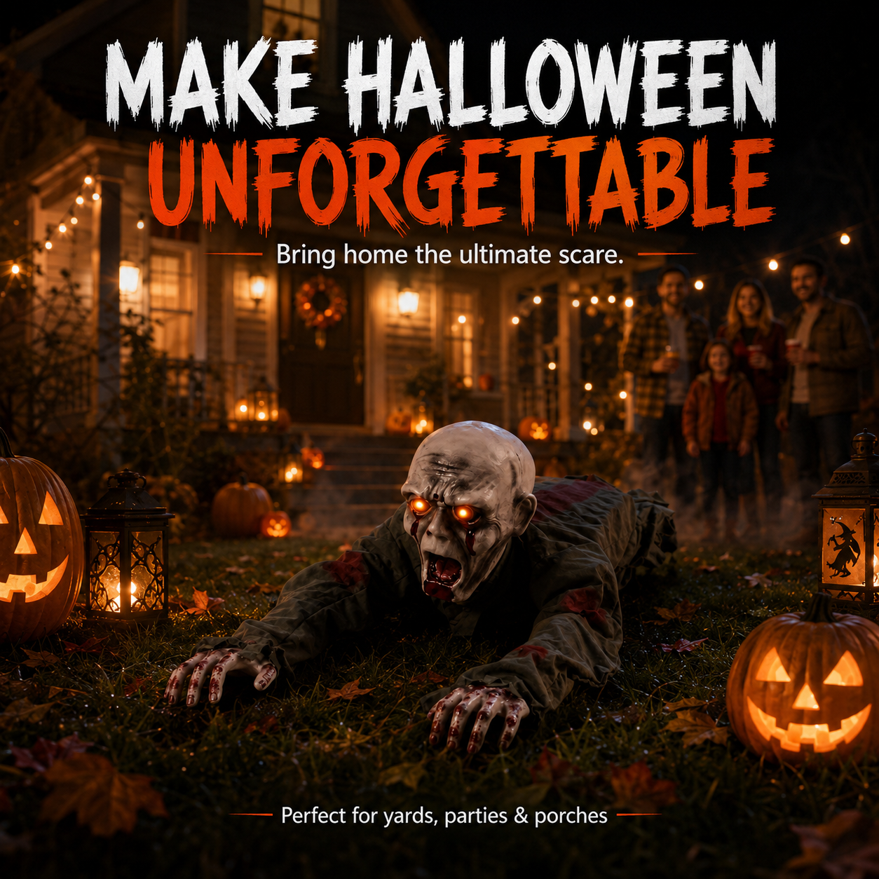 🎃 Limited-Time 50%OFF Halloween Sale | Animated Crawling Ghost with Glowing Eyes – 110cm Horror Decoration