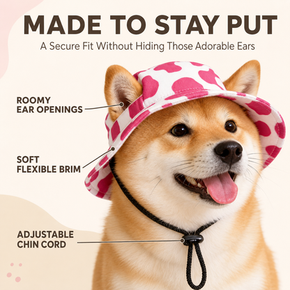 Cute Pet Bucket Hat for Dogs & Cats – Adjustable Fit