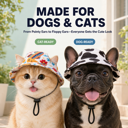 Cute Pet Bucket Hat for Dogs & Cats – Adjustable Fit