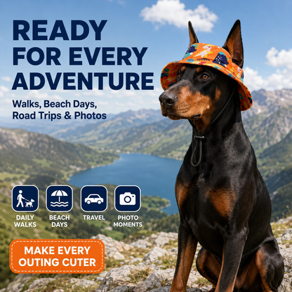 Cute Pet Bucket Hat for Dogs & Cats – Adjustable Fit