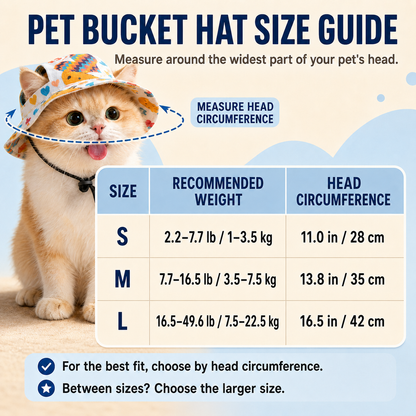 Cute Pet Bucket Hat for Dogs & Cats – Adjustable Fit