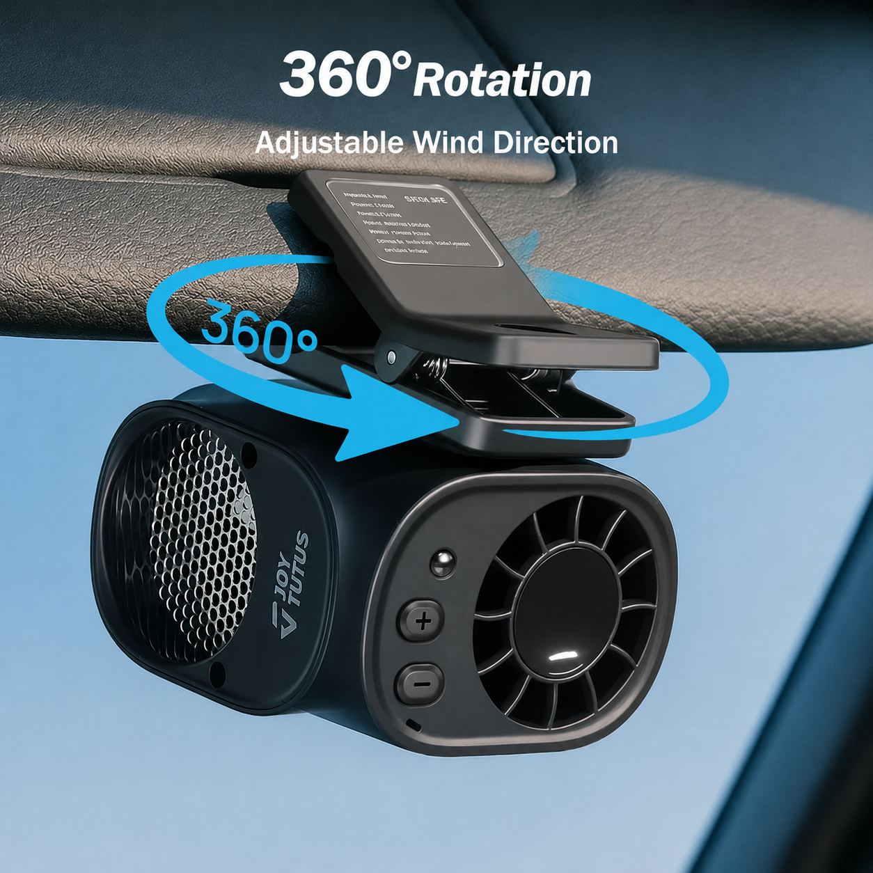 🔥8400+ sold🌀Car Clip Fan with 360° Rotation & USB Rechargeable