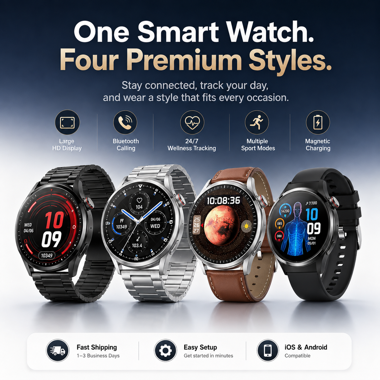 ❤️Smart Fitness AI Watch with Bluetooth Calling & Daily Activity Tracking