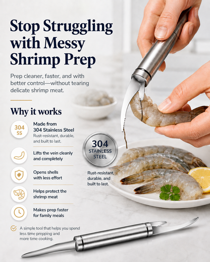 304 Stainless Steel Shrimp Deveiner & Peeling Tool