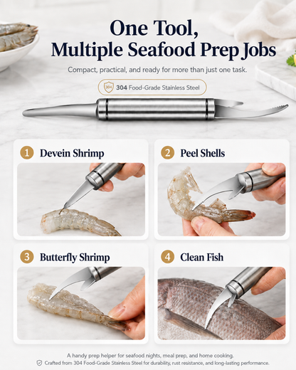 304 Stainless Steel Shrimp Deveiner & Peeling Tool
