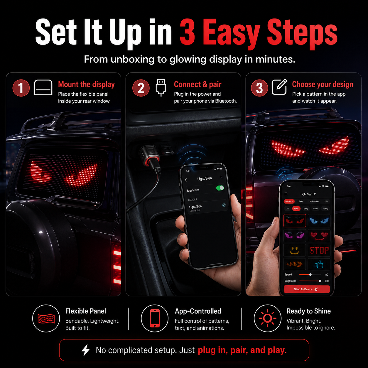 App-Controlled Smart Car LED Sign – Customizable Display