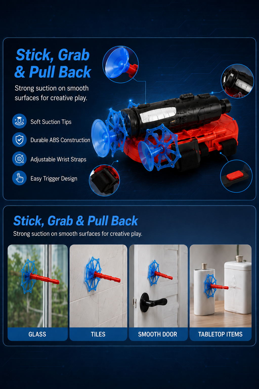 Wrist-Mounted Suction Dart Launcher | 6M Range Toy