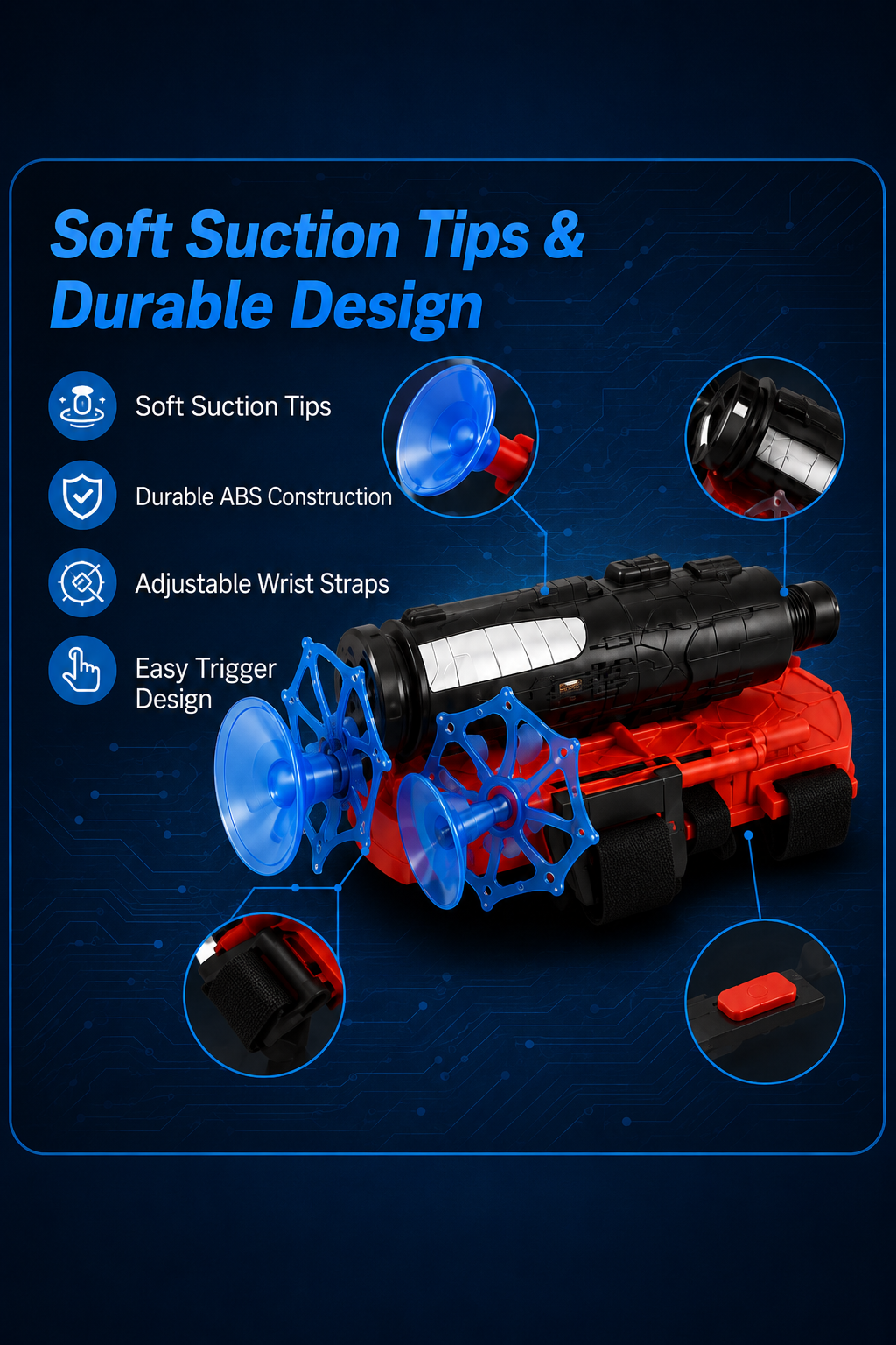 Wrist-Mounted Suction Dart Launcher | 6M Range Toy