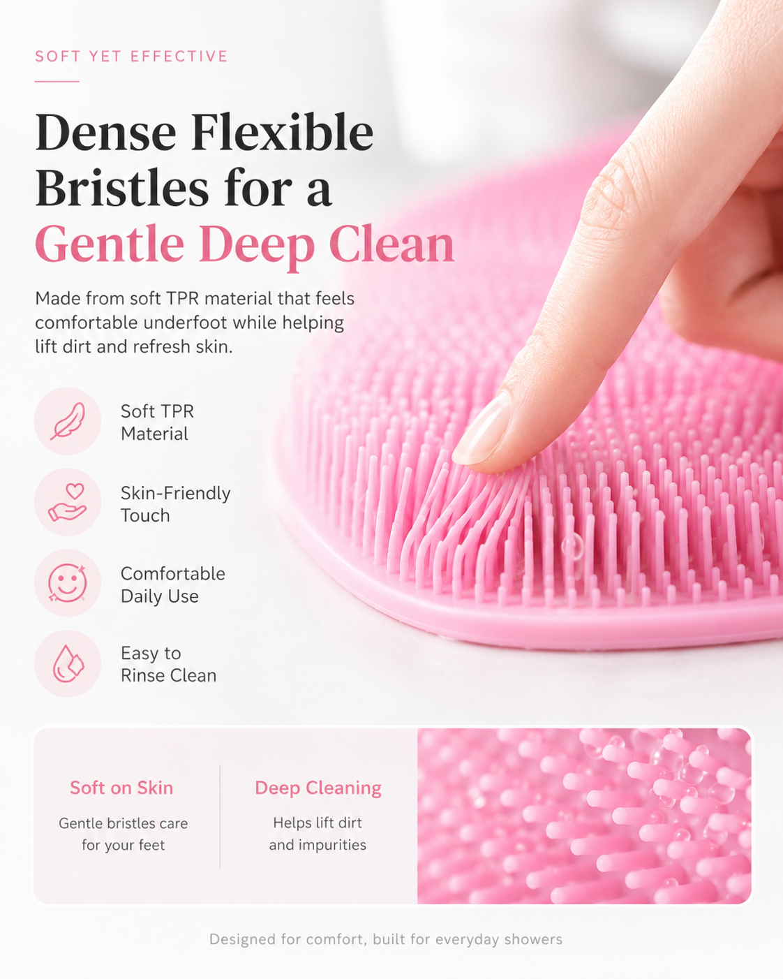 ✨Silicone Shower Foot & Back Scrubber Mat | Hands-Free Cleaning