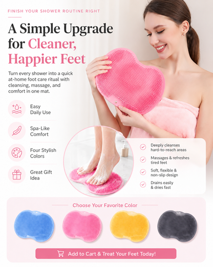 ✨Silicone Shower Foot & Back Scrubber Mat | Hands-Free Cleaning