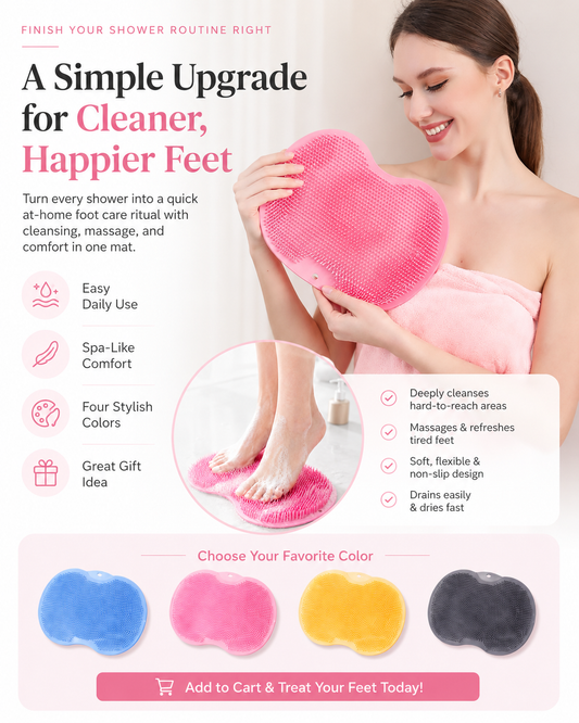 ✨Silicone Shower Foot & Back Scrubber Mat | Hands-Free Cleaning