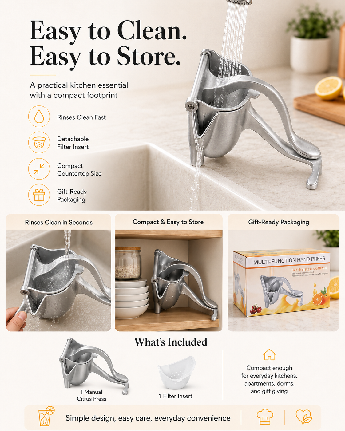 🍋Heavy-Duty Manual Citrus Press – Fresh Juice in Seconds