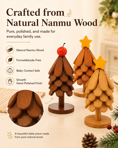 Foldable Nanmu Wood Trivet – Decorative Tree Hot Pot Mat
