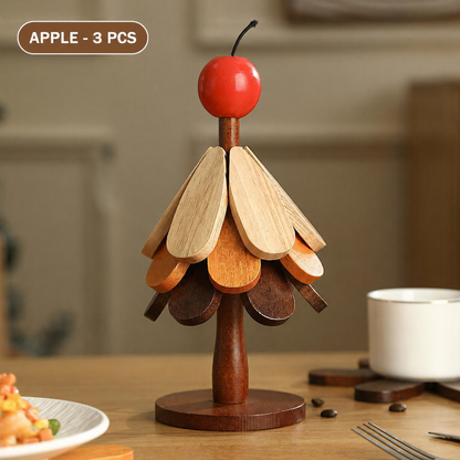 Foldable Nanmu Wood Trivet – Decorative Tree Hot Pot Mat