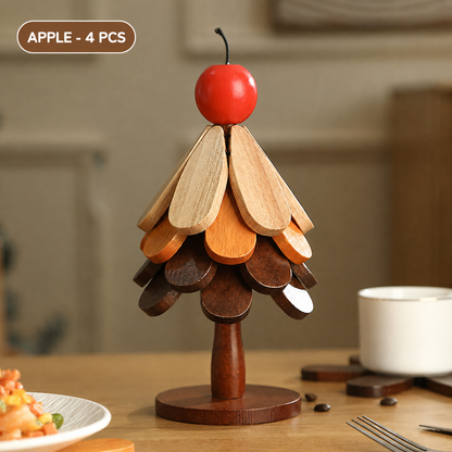 Foldable Nanmu Wood Trivet – Decorative Tree Hot Pot Mat