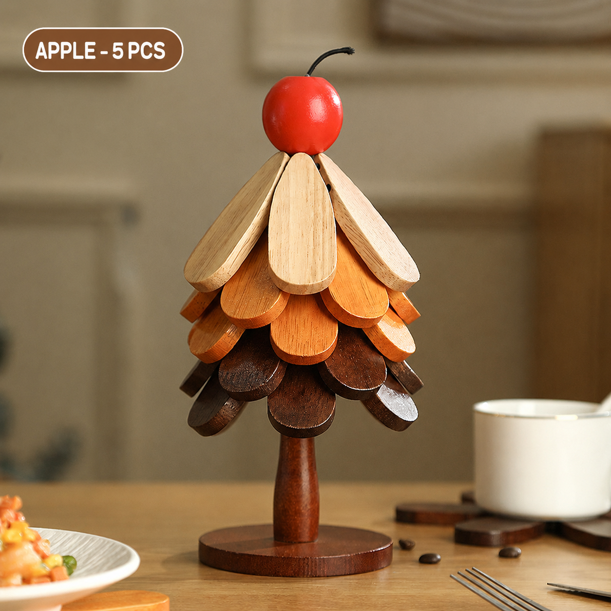 Foldable Nanmu Wood Trivet – Decorative Tree Hot Pot Mat