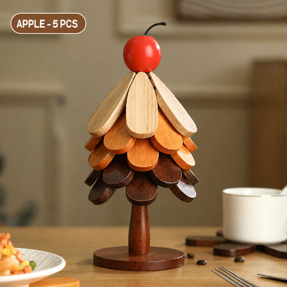 Foldable Nanmu Wood Trivet – Decorative Tree Hot Pot Mat