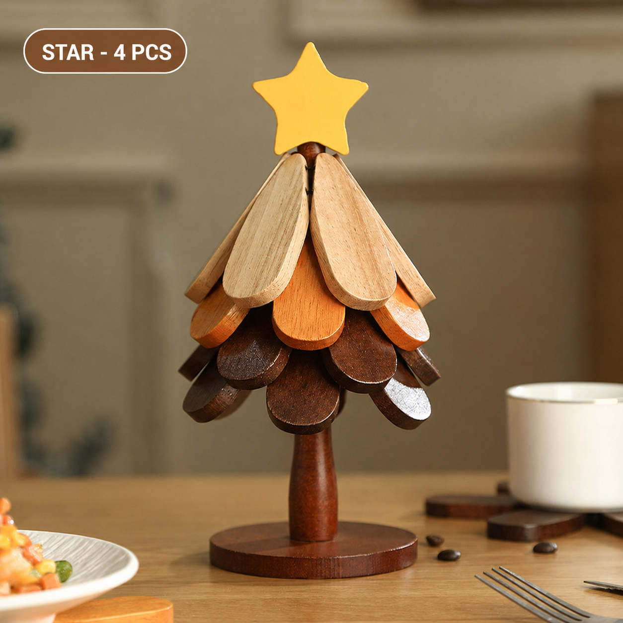 Foldable Nanmu Wood Trivet – Decorative Tree Hot Pot Mat