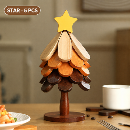 Foldable Nanmu Wood Trivet – Decorative Tree Hot Pot Mat