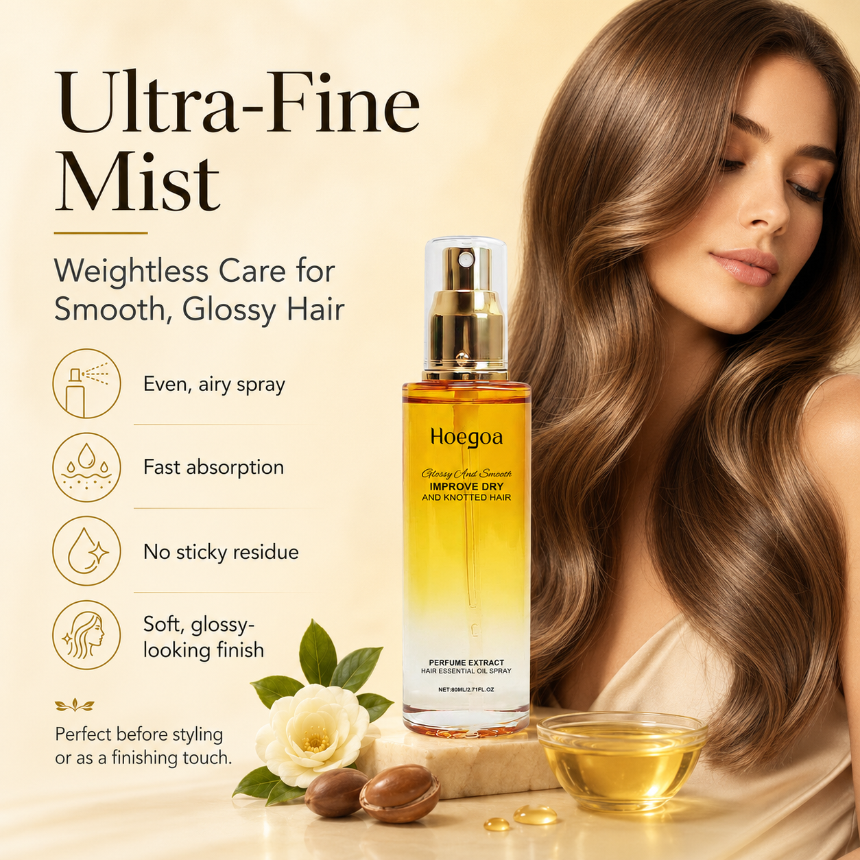 Botanical Hair Oil Mist for Dry, Frizzy & Tangled Hair