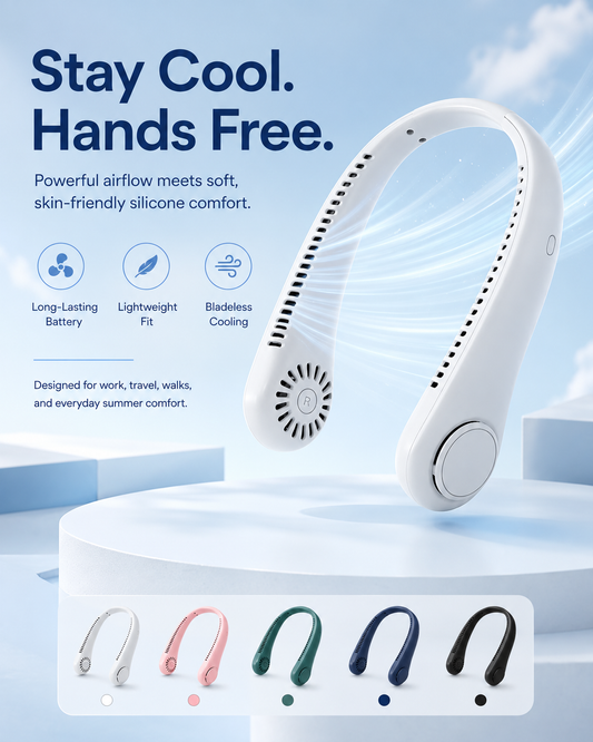 Hands-Free Bladeless Neck Fan | Wearable Cooling