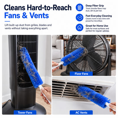 Reusable Dust Cleaning Brush for Blinds, Fans & Tight Spaces
