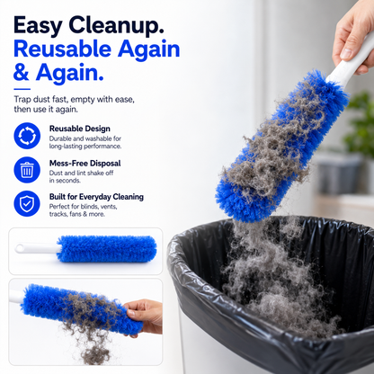 Reusable Dust Cleaning Brush for Blinds, Fans & Tight Spaces