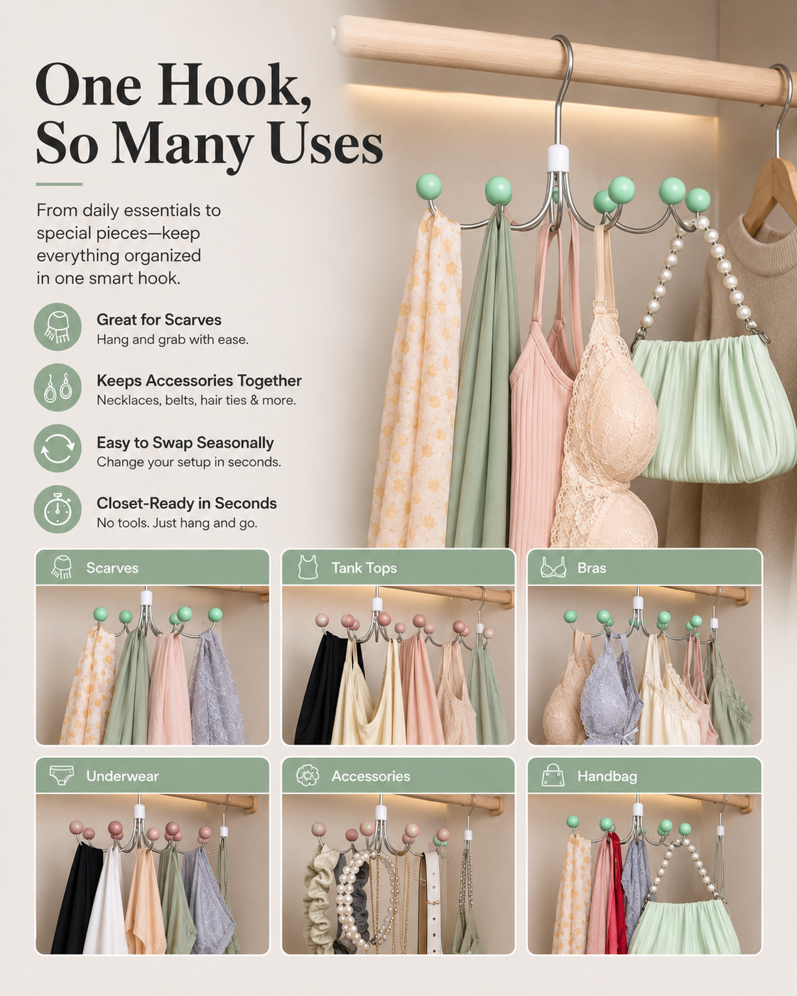 Smart Closet Organizer Hook | Space-Saving Hanger