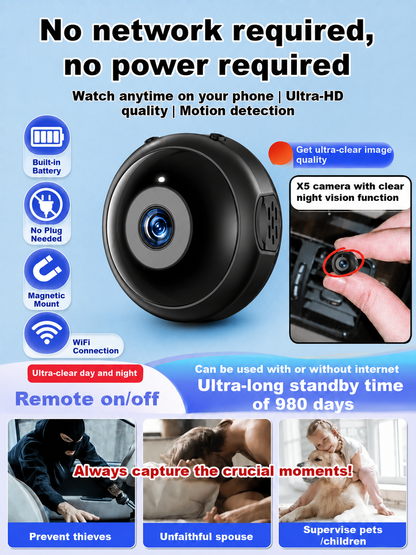 🔥LAST DAY 51%OFF🔥[2026 Upgraded ultra-invisible] No-plug camera