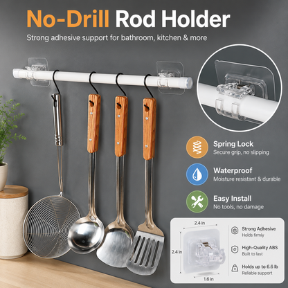 No-drill adhesive bracket clips, crossbars, door curtain telescopic rods, adhesive hooks