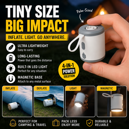 🔥Last Chance – 50% OFF Today Only!🎁 4-in-1 Mini Outdoor Air Pump 💨 Inflate🌬️ Deflate🔦 Illuminate🎒 Take It Anywhere.