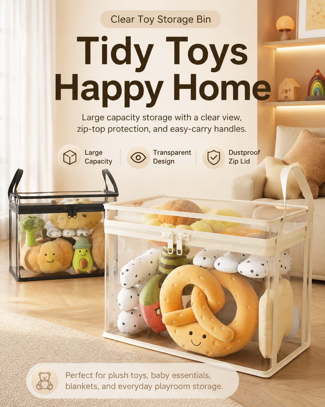 Latest👜🔥Heavy-Duty Clear Storage Box – Hinged Lid, Large Capacity