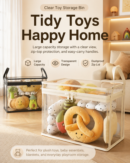 Latest👜🔥Heavy-Duty Clear Storage Box – Hinged Lid, Large Capacity
