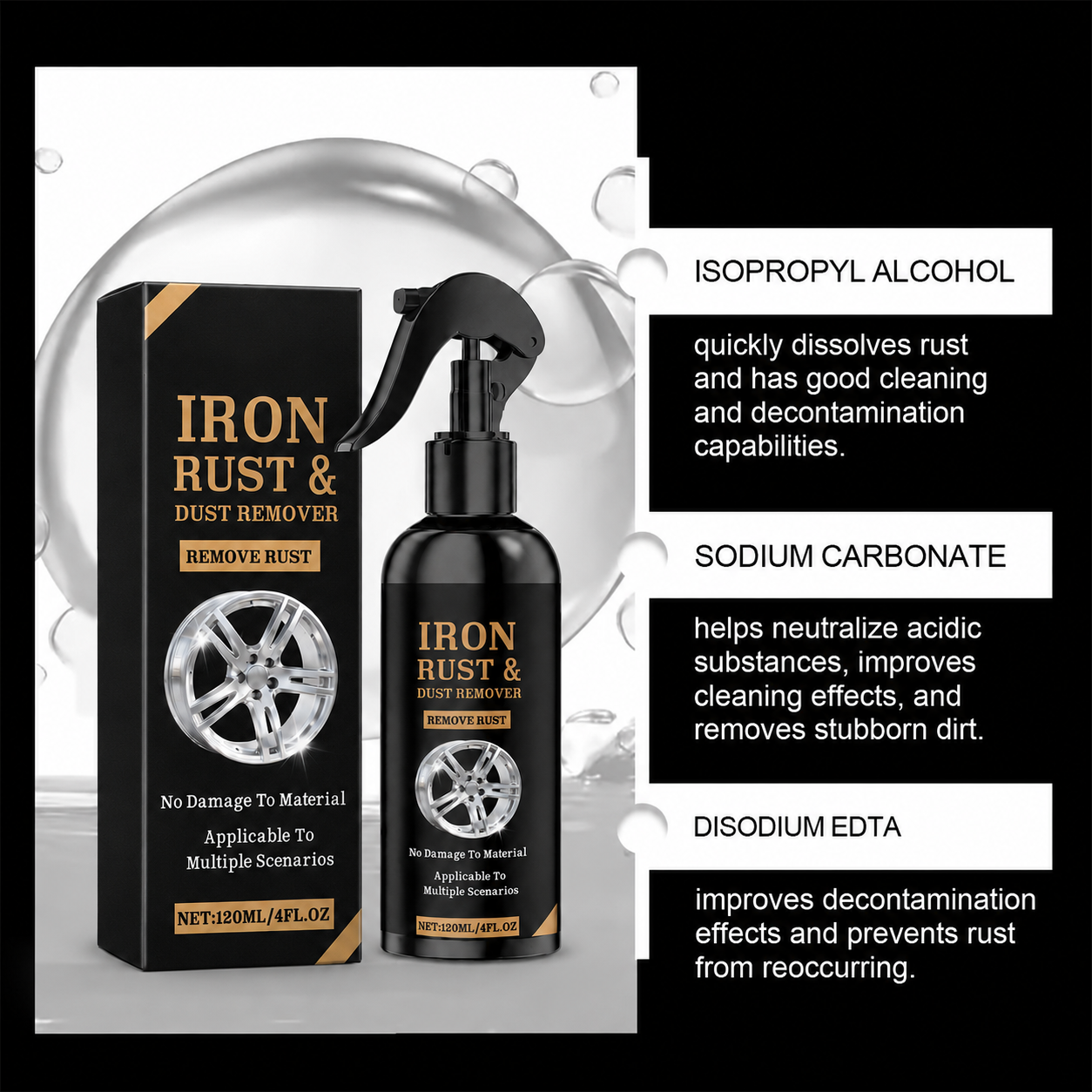 Automotive Rust Remover Spray 120ML 🚗 Fast & Effective Metal Cleaner