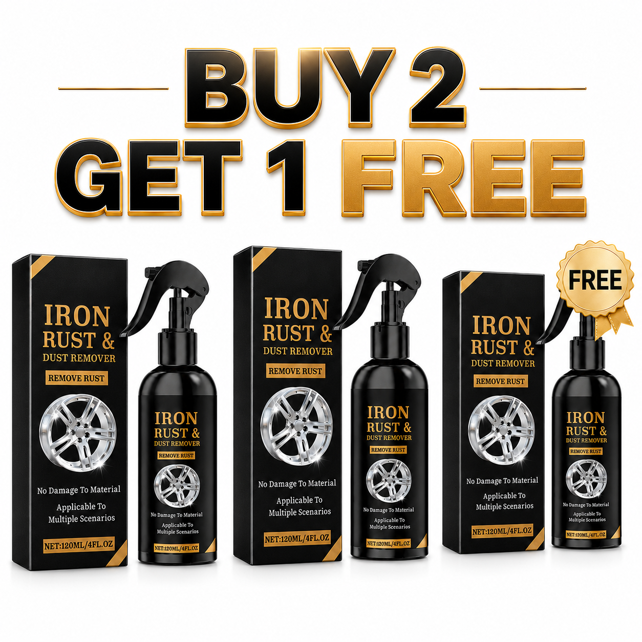 Automotive Rust Remover Spray 120ML 🚗 Fast & Effective Metal Cleaner