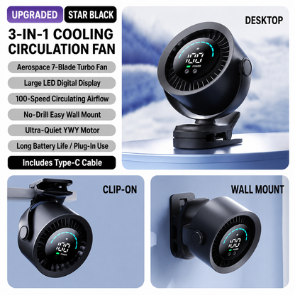 LATEST🛡️🛡️🛡️Extended warranty, ultra-durable 3-in-1 multi-functional long-lasting fan, suitable for both car and home use.
