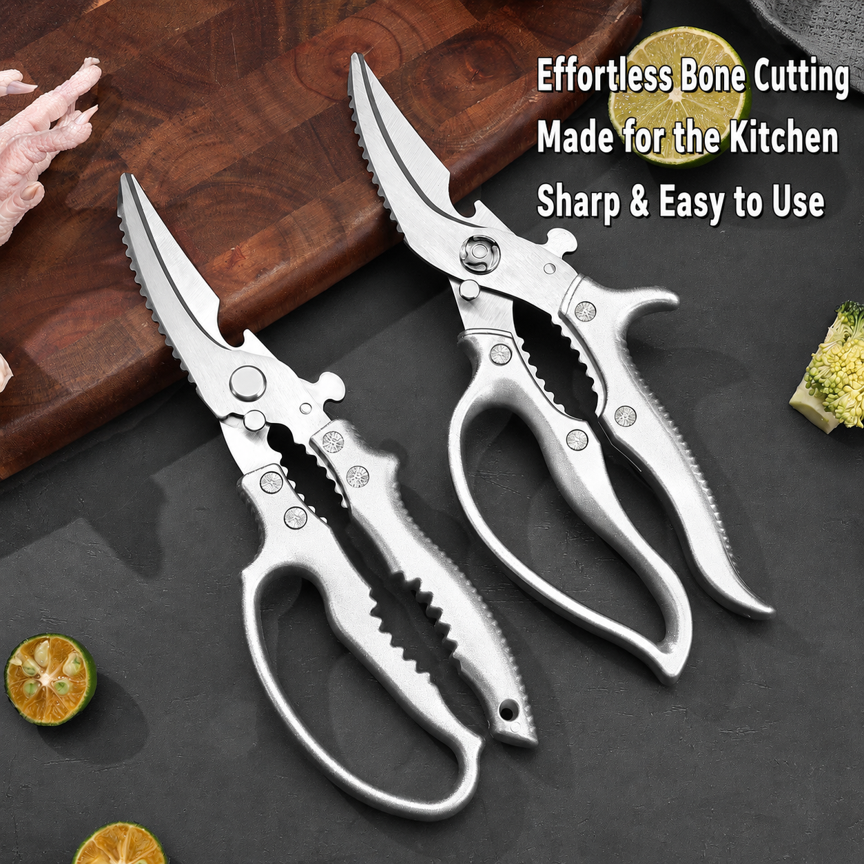 🔪Professional Heavy-Duty Kitchen Shears – Stainless Steel Poultry Scissors for Cutting Meat, Bone & Fish