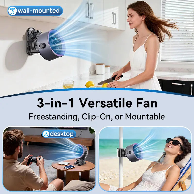 LATEST🛡️🛡️🛡️Extended warranty, ultra-durable 3-in-1 multi-functional long-lasting fan, suitable for both car and home use.