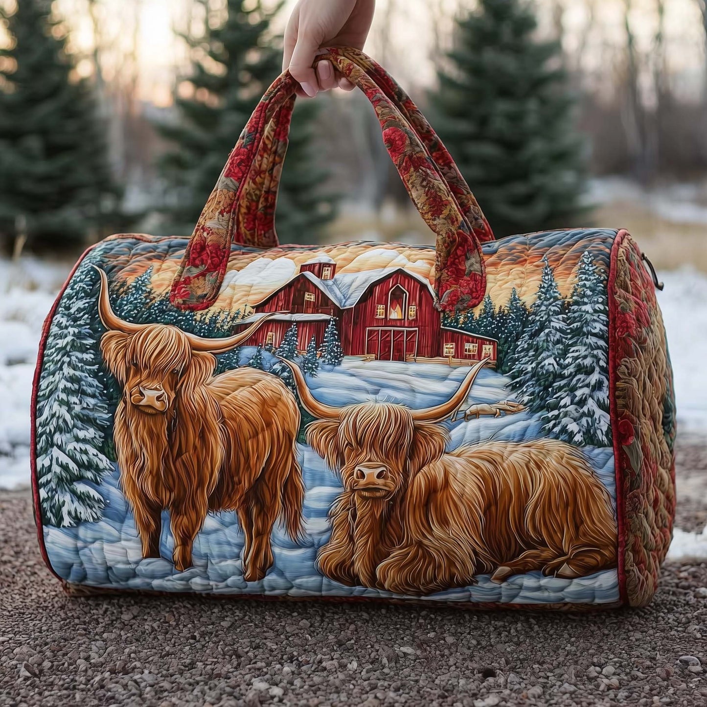 Farmstead Cow Quilted Duffle Bag GFTOMA7784