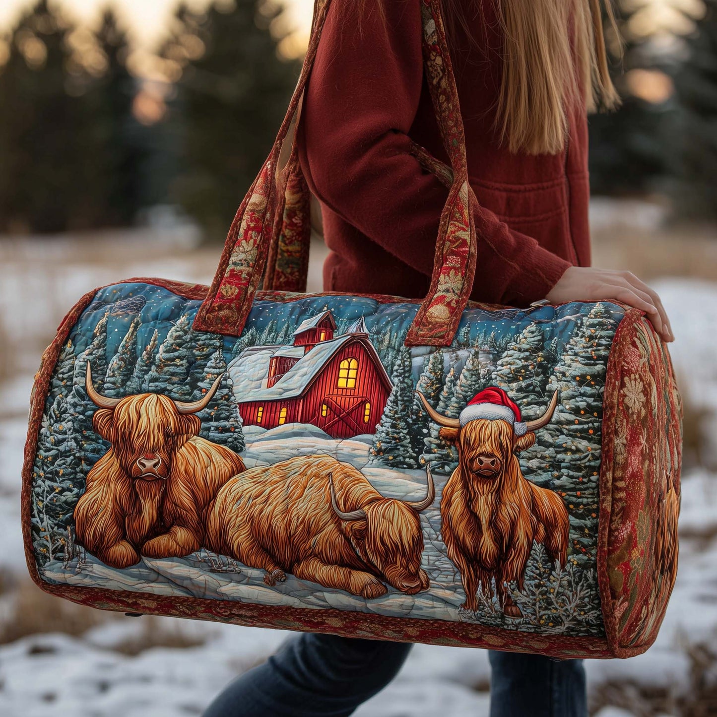 Farmstead Cow Quilted Duffle Bag GFTOMA7786