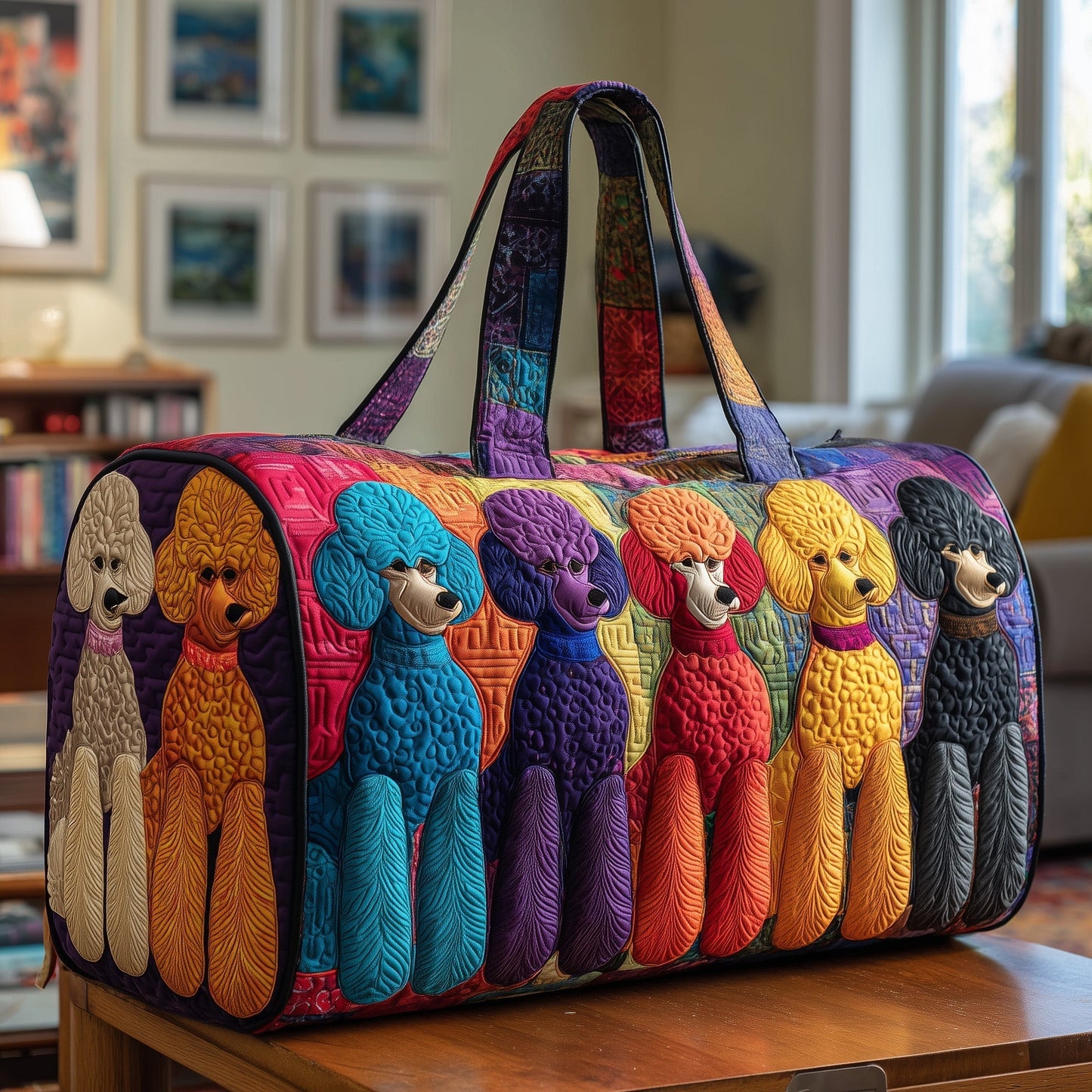 Whimsical Poodle Quilted Duffle Bag GFTOTP10549