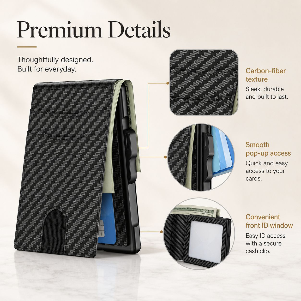 2026 Hot Sale🔥Wallet for Men - Pop Up Case, Cash Slot, and Credit Card Slot - Aluminum Wallet with RFID Blocking