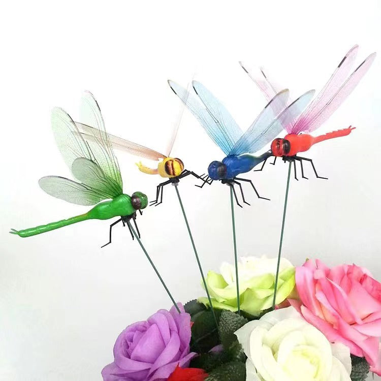Outdoor Fake Dragonfly Garden Clips - Realistic Decor & Insect Deterrent