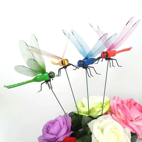 Outdoor Fake Dragonfly Garden Clips - Realistic Decor & Insect Deterrent