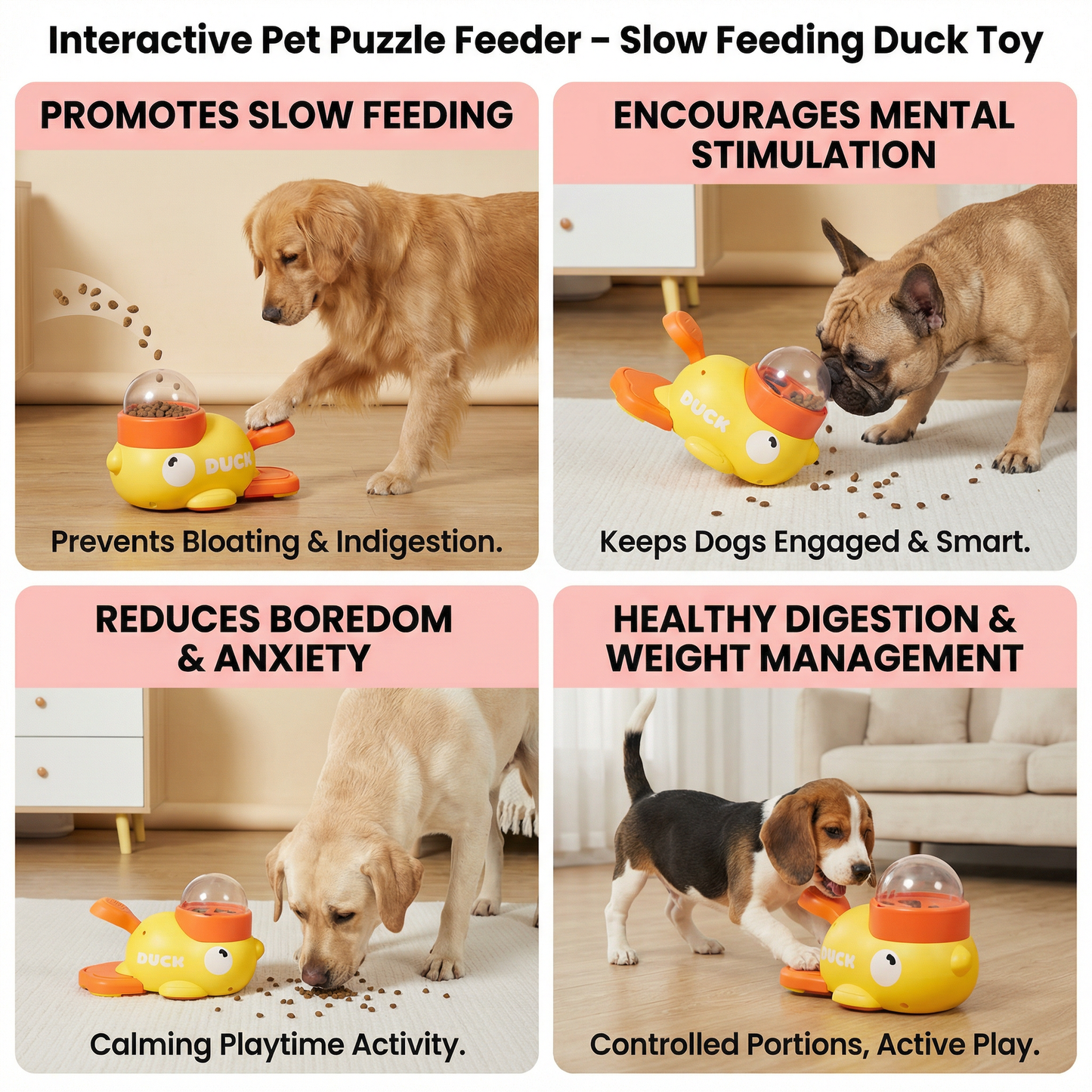 57%OFF⏳Summer Limited Edition🔥Interactive Pet Puzzle Feeder – Slow Feeding Duck Toy for Dogs & Cats