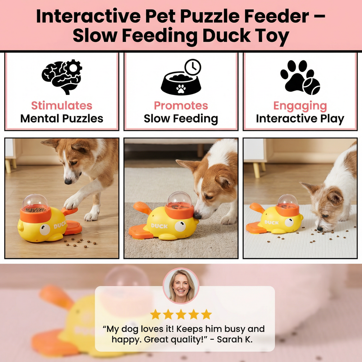 57%OFF⏳Summer Limited Edition🔥Interactive Pet Puzzle Feeder – Slow Feeding Duck Toy for Dogs & Cats