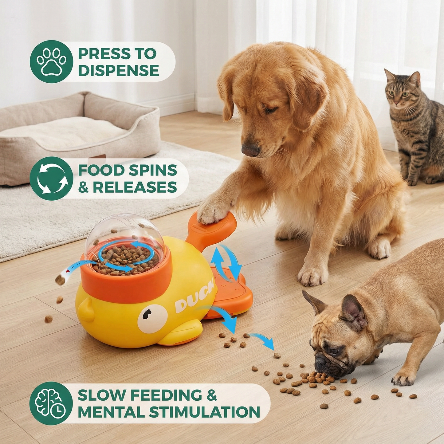 57%OFF⏳Father's Day Limited Edition🔥Interactive Pet Puzzle Feeder – Slow Feeding Duck Toy for Dogs & Cats